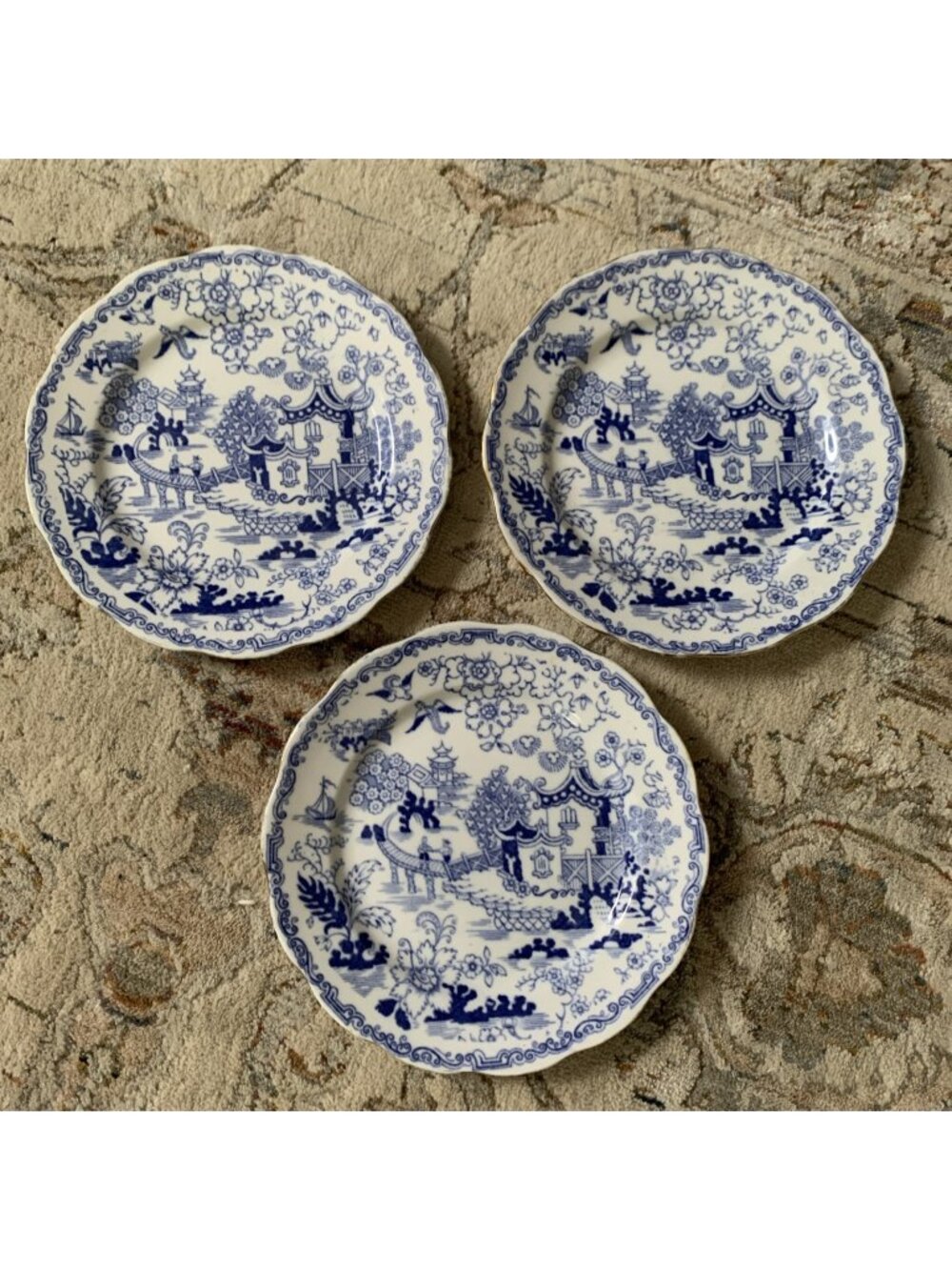 Royal Albert Crown China Blue Willow Mikado Saucers (3) - England